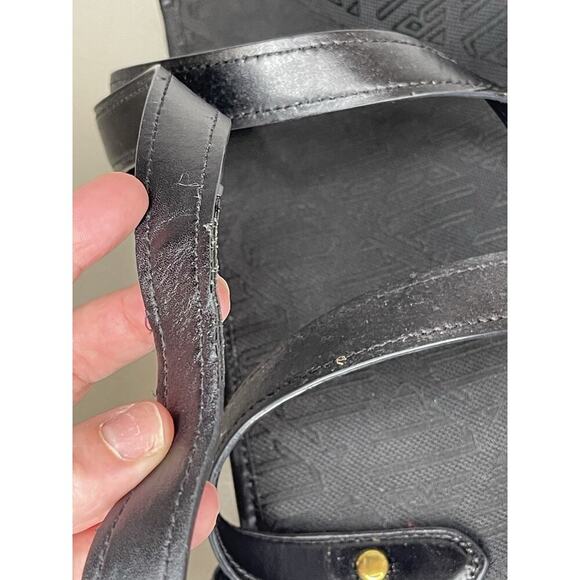 Lauren Ralph Lauren Monogram Canvas Tote Leather Straps Handbag Classic - Picture 4 of 10